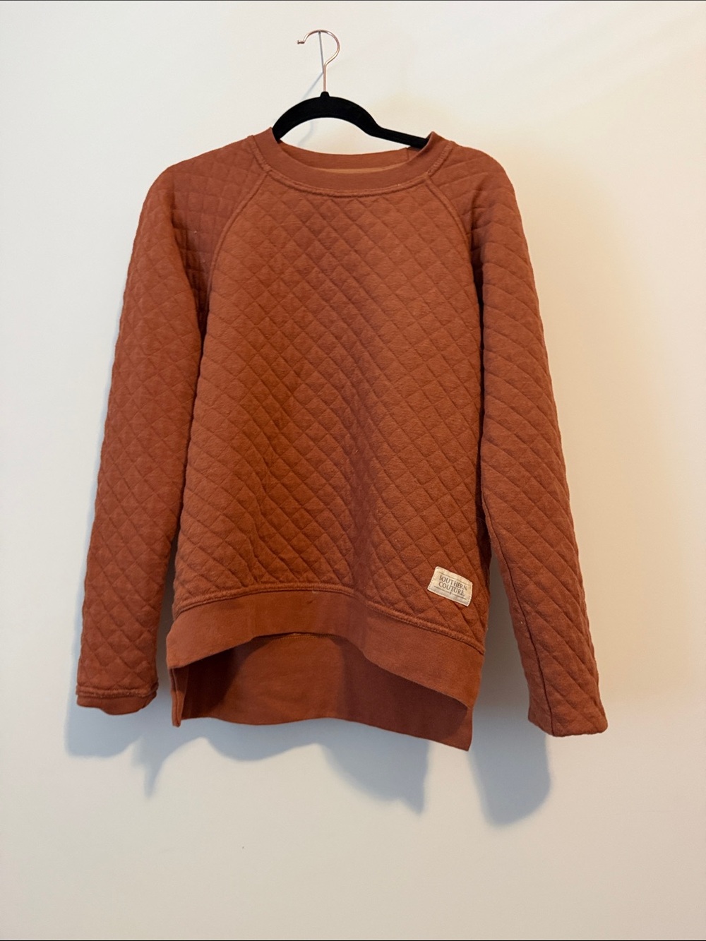 Quilted Crewneck Sweater in Rust